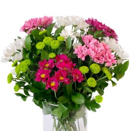Букет из кустовых хризантем ярких расцветок с доставкой в Хабаровске